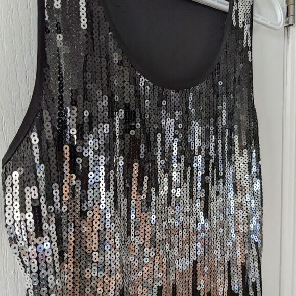 Black and white gradient  sequin top camisole tank top Medium @C - Picture 3 of 6